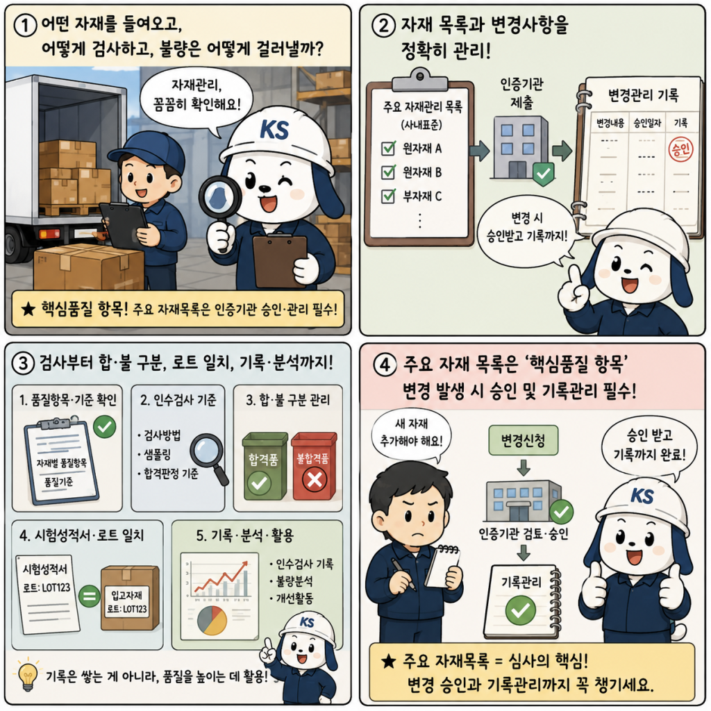 자재관리에 관련된 4컷만화