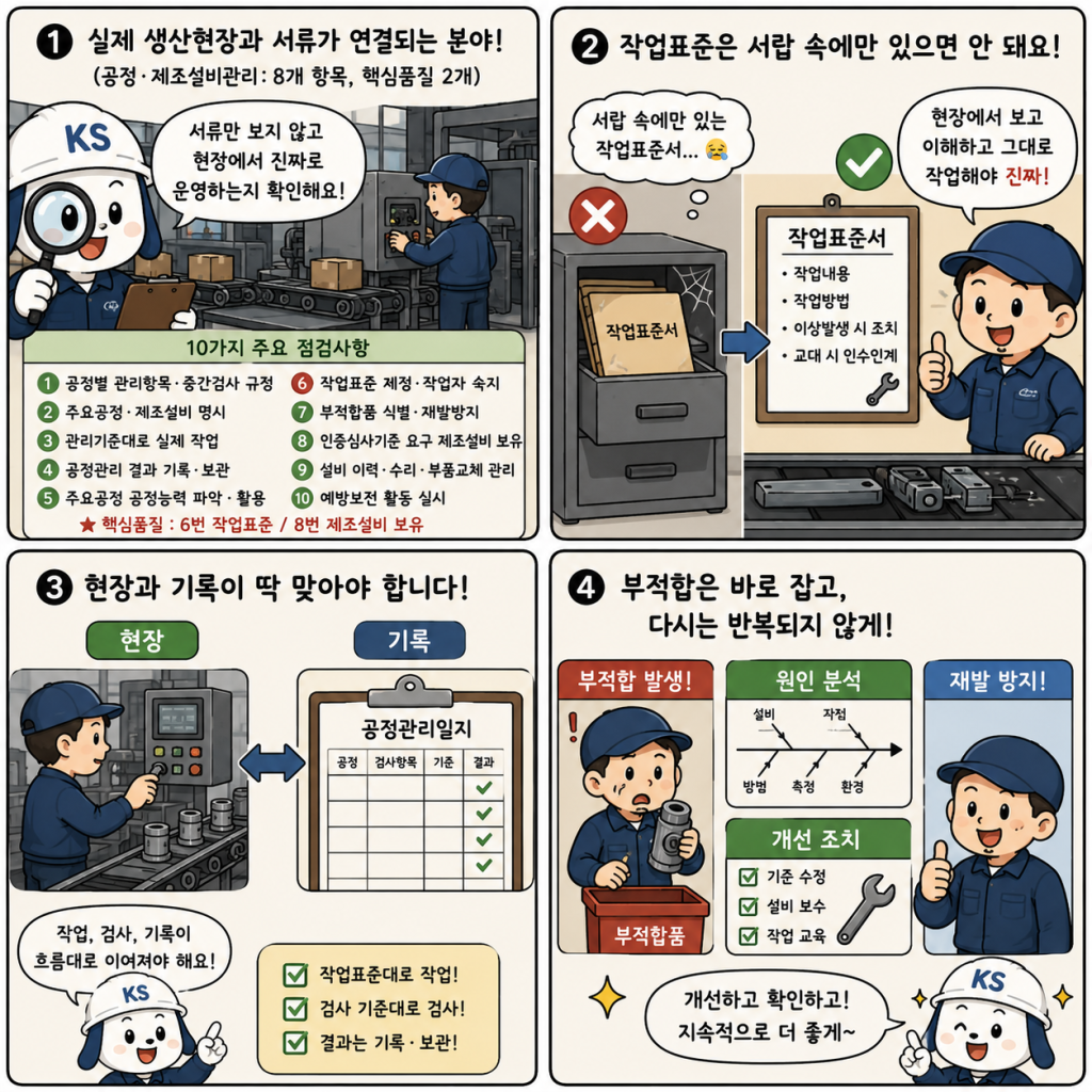  공정·제조설비관리에 관련된 4컷만화