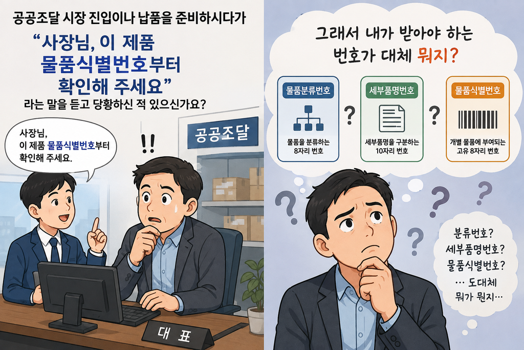물품식별번호에 대해 고민하는 남성의 이미지