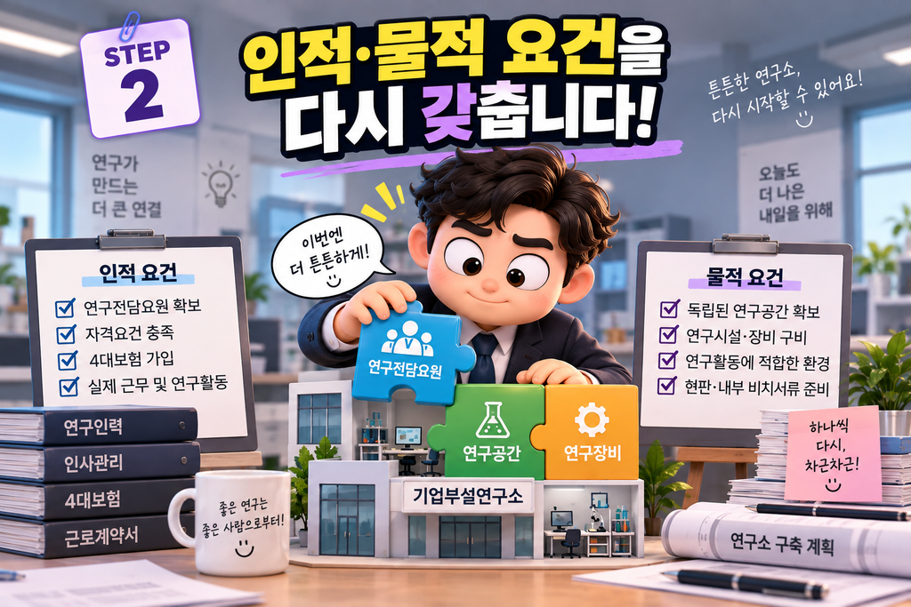 인적·물적 요건을 다시 갖춥니다