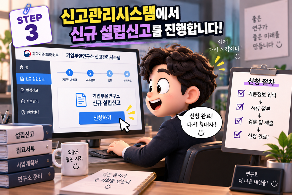 신고관리시스템에서 신규 설립신고를 진행