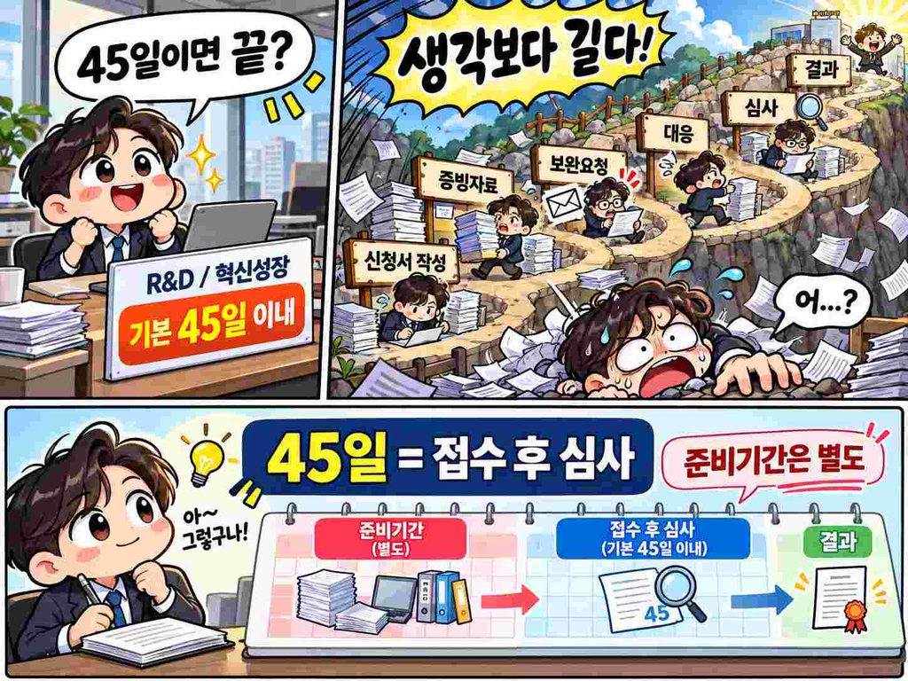 연구개발유형과 혁신성장유형의 기본 처리기간은 45일 이내