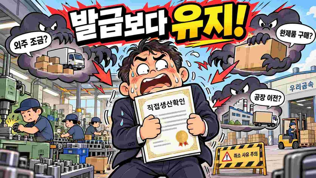 직접생산확인 취소 상황