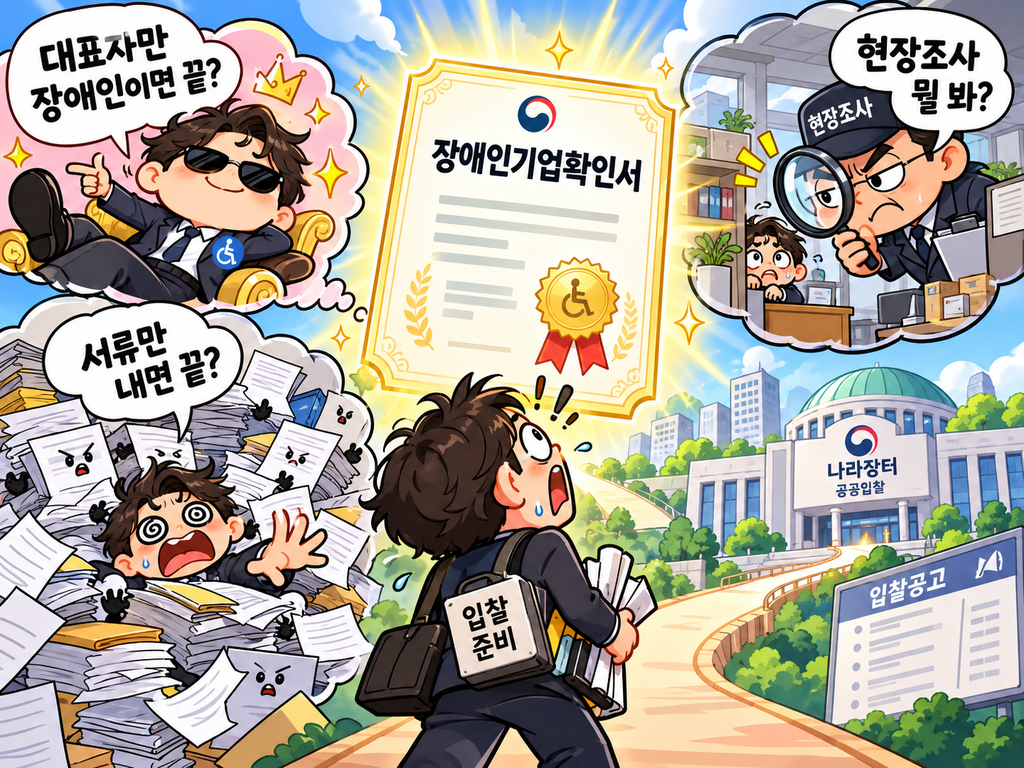 장애인기업확인서를 막상 발급받으려고 알아보면 생각보다 헷갈리는 부분이 많다는 내용의 이미지