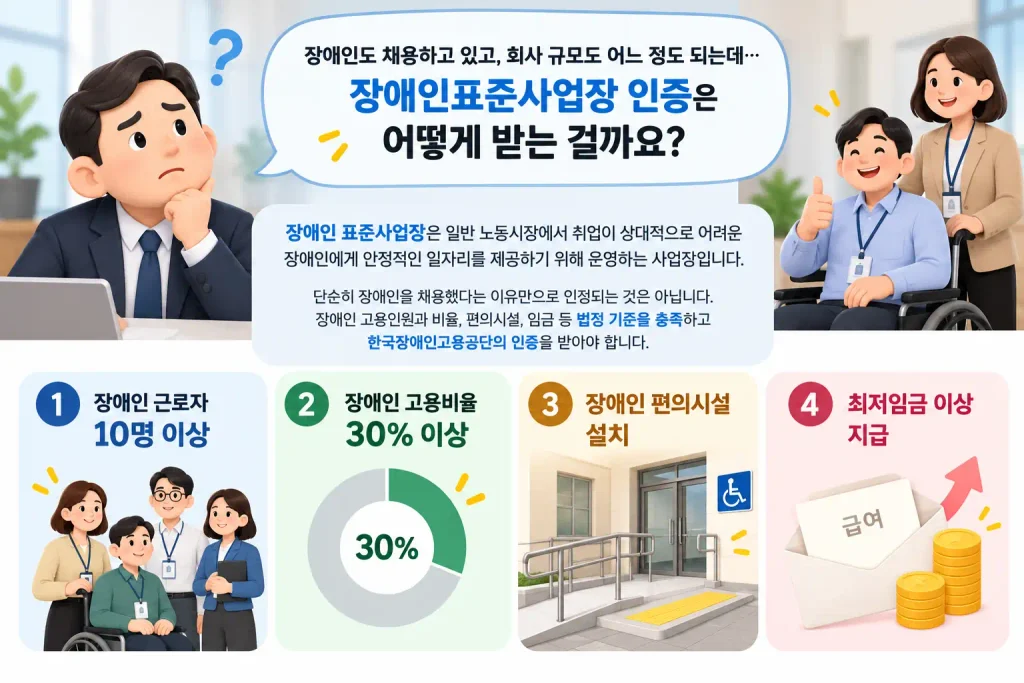 장애인표준사업장 인증요건 4가지