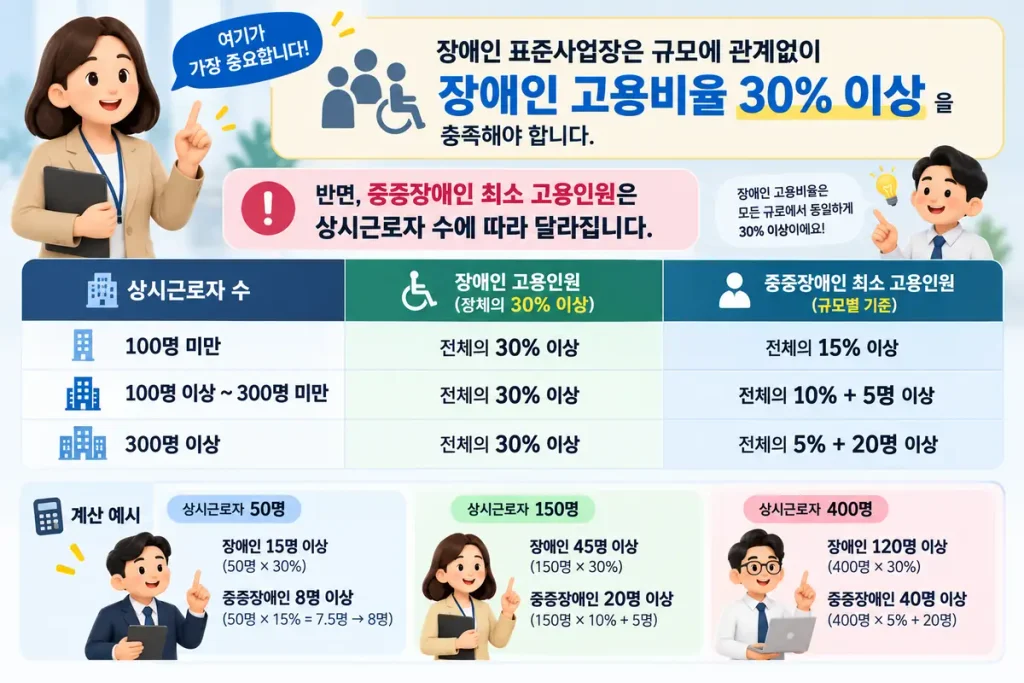 사업장 규모별 장애인·중증장애인 고용기준