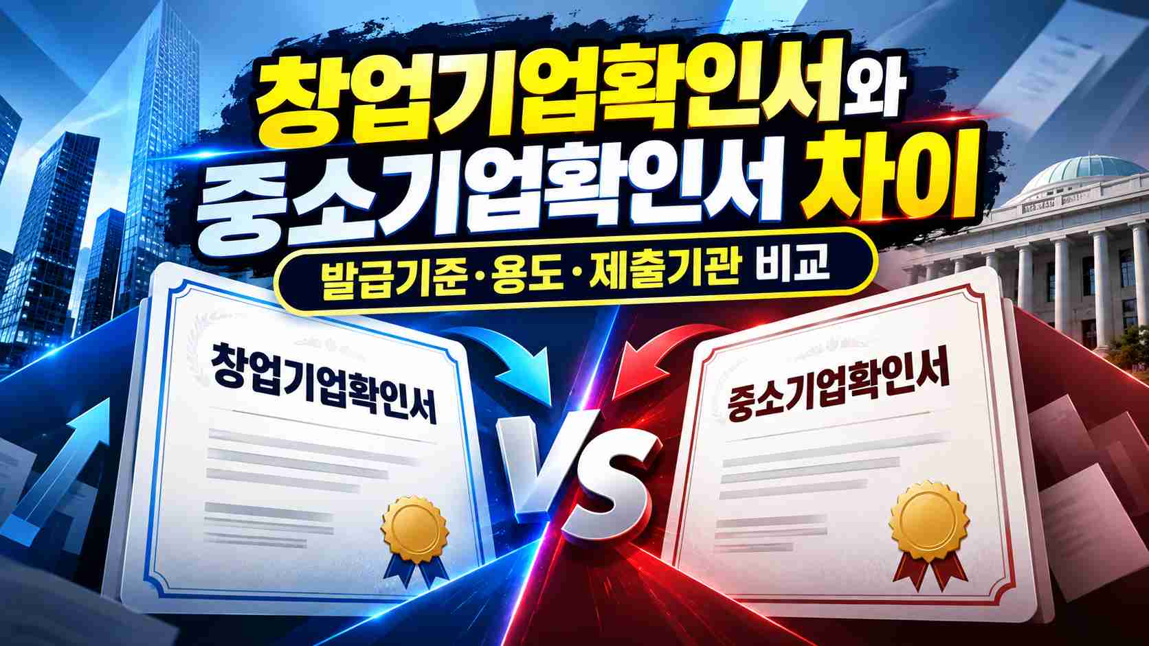 창업기업확인서와 중소기업확인서 비교 VS 썸네일